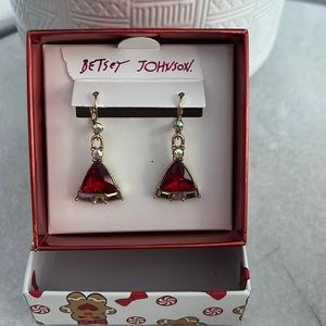 Betsy Johnson Ruby CZ Triangle Earrings